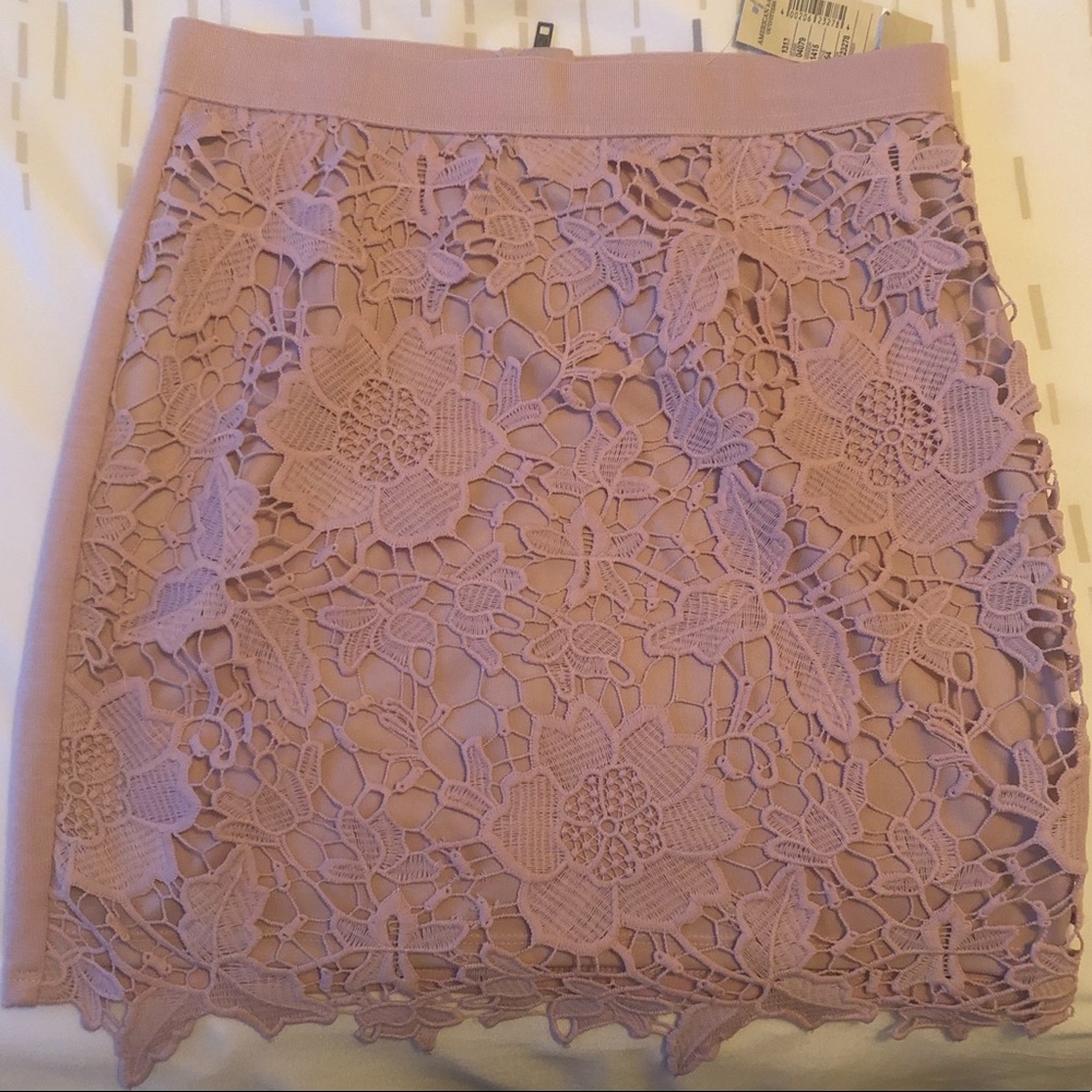 American Eagle Floral Lace Light Pink Mini Skirt S
